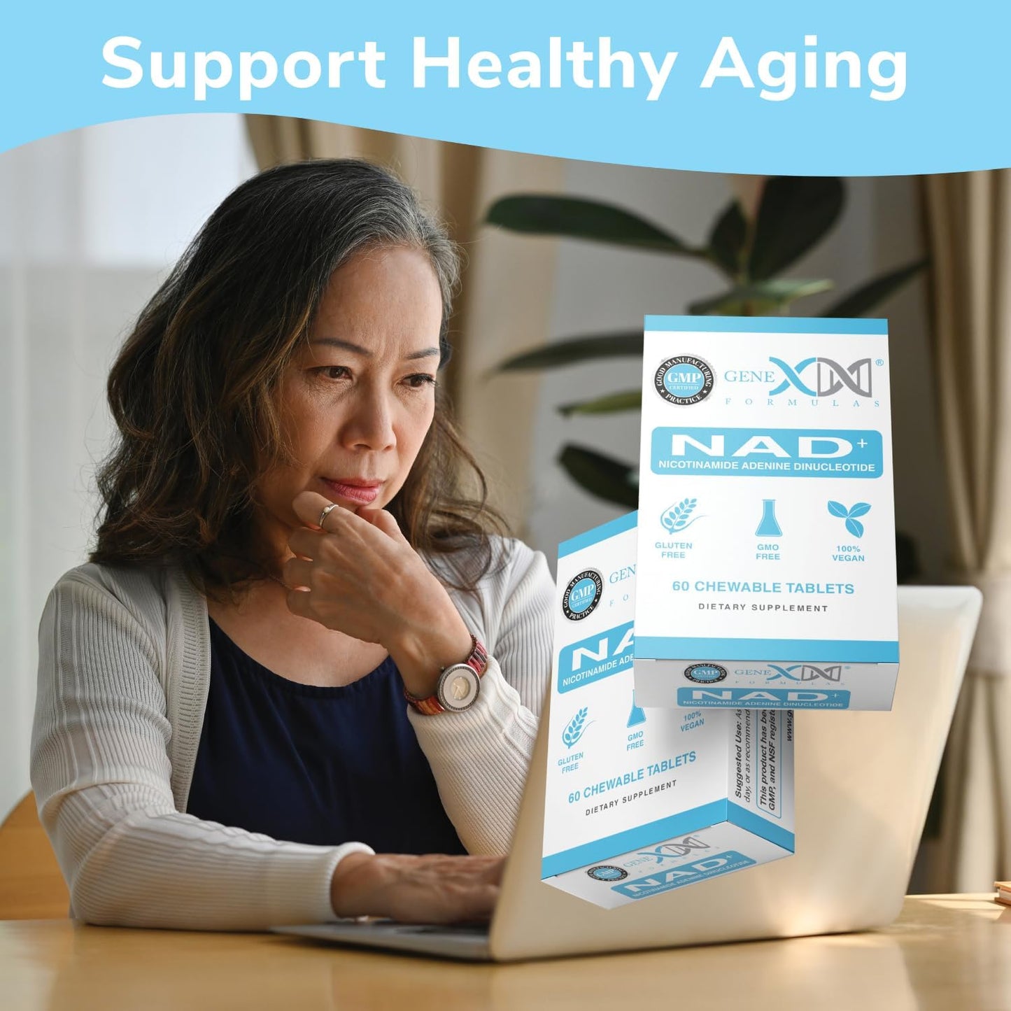 Genex Formulas 500mg NAD+ Chewable Tablets - 60 Tablets, 30 Servings - Non-GMO, Vegetarian - Nicotinamide Adenine Dinucleotide Actual