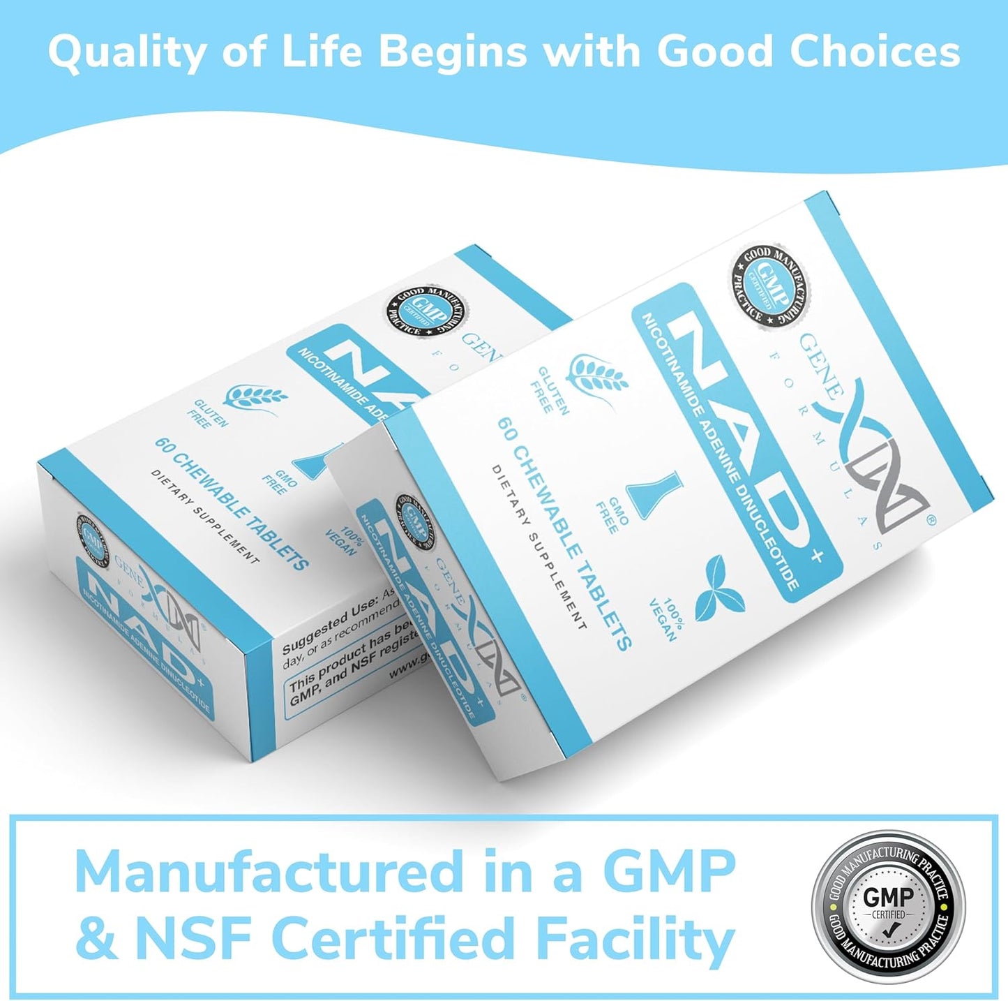 Genex Formulas 500mg NAD+ Chewable Tablets - 60 Tablets, 30 Servings - Non-GMO, Vegetarian - Nicotinamide Adenine Dinucleotide Actual