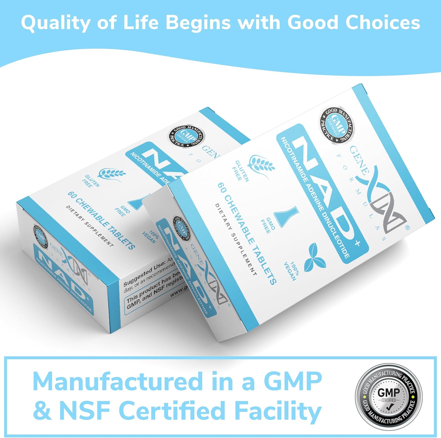 Genex Formulas 500mg NAD+ Chewable Tablets - 60 Tablets, 30 Servings - Non-GMO, Vegetarian - Nicotinamide Adenine Dinucleotide Actual