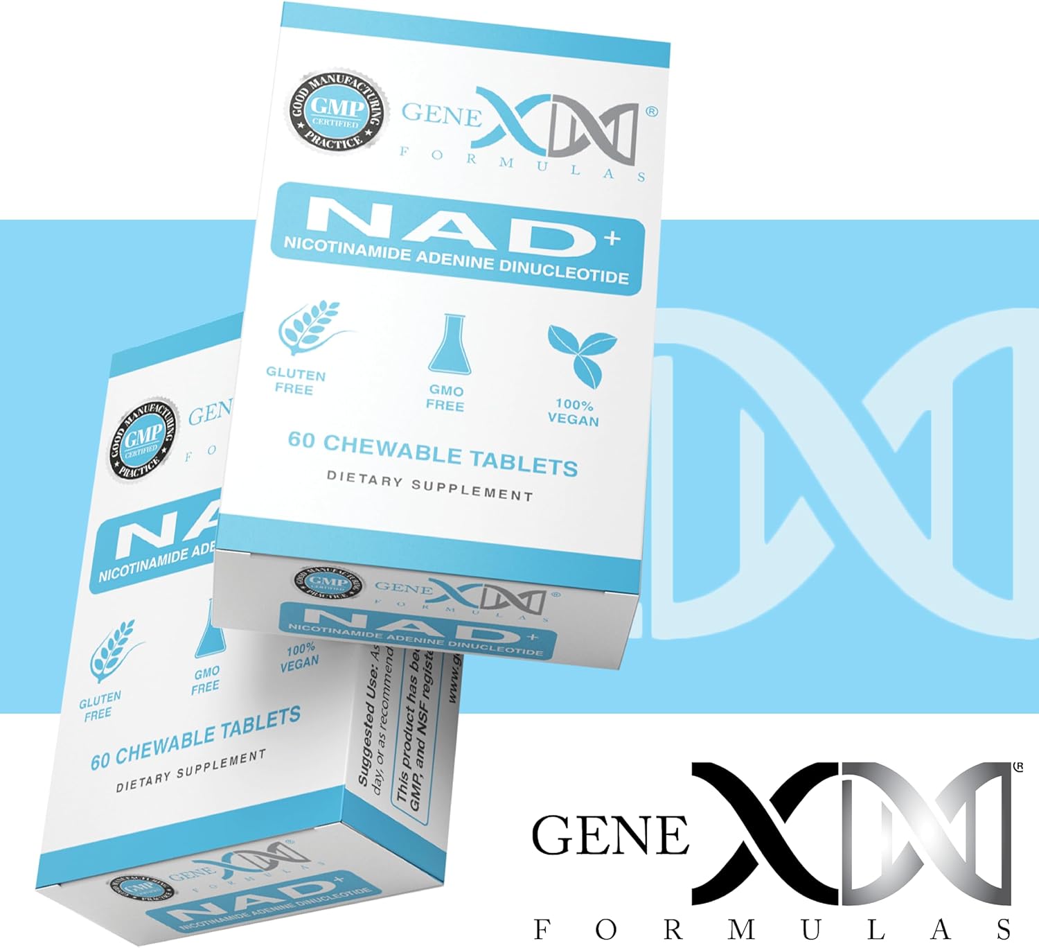 Genex Formulas 500mg NAD+ Chewable Tablets - 60 Tablets, 30 Servings - Non-GMO, Vegetarian - Nicotinamide Adenine Dinucleotide Actual
