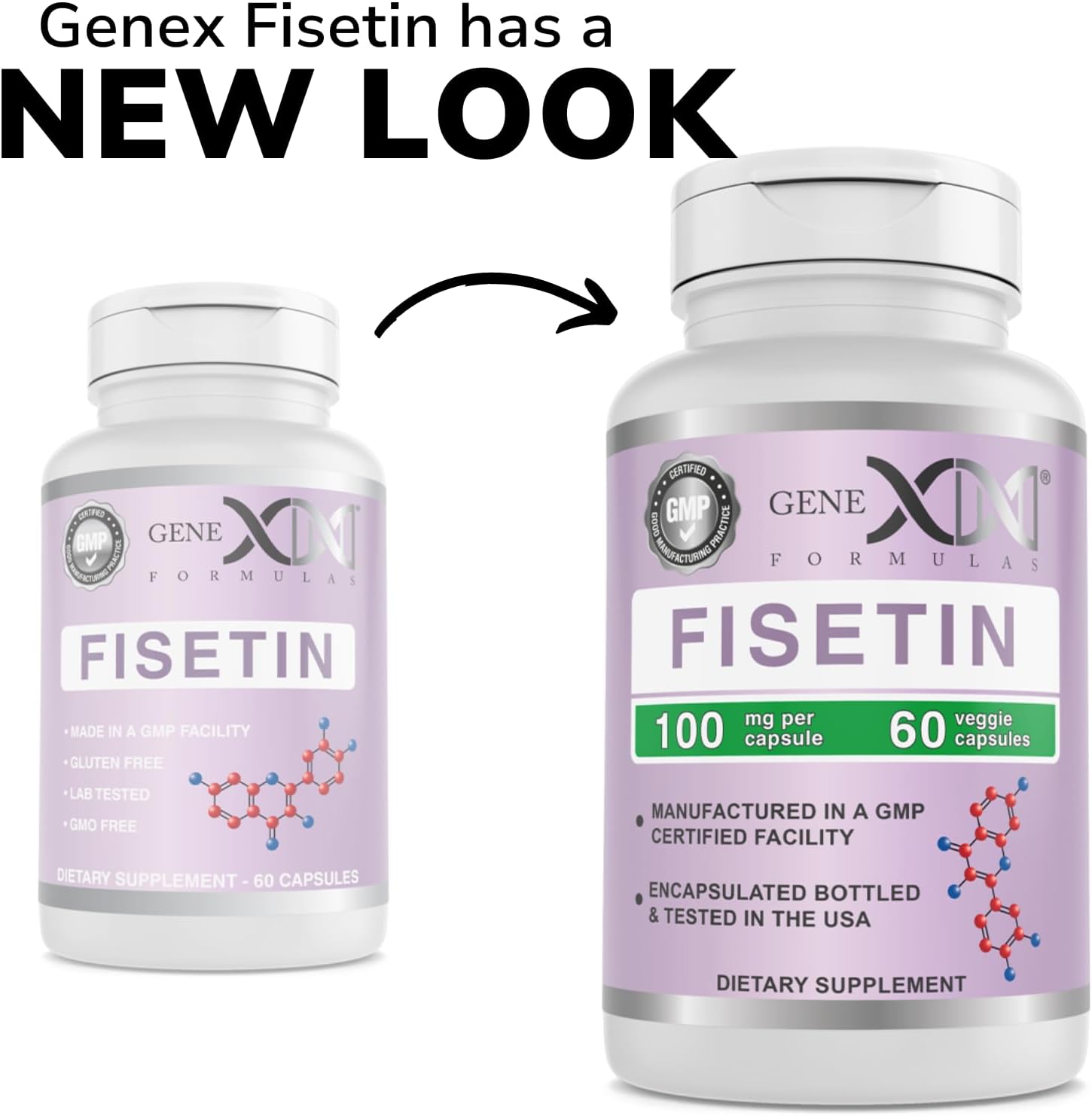 Genex Formulas Fisetin Capsules - 100mg per Serving - Antioxidant for Healthy Aging & Cognitive Health - Non-GMO, Gluten Free, Vegetarian - 2 Month Supply