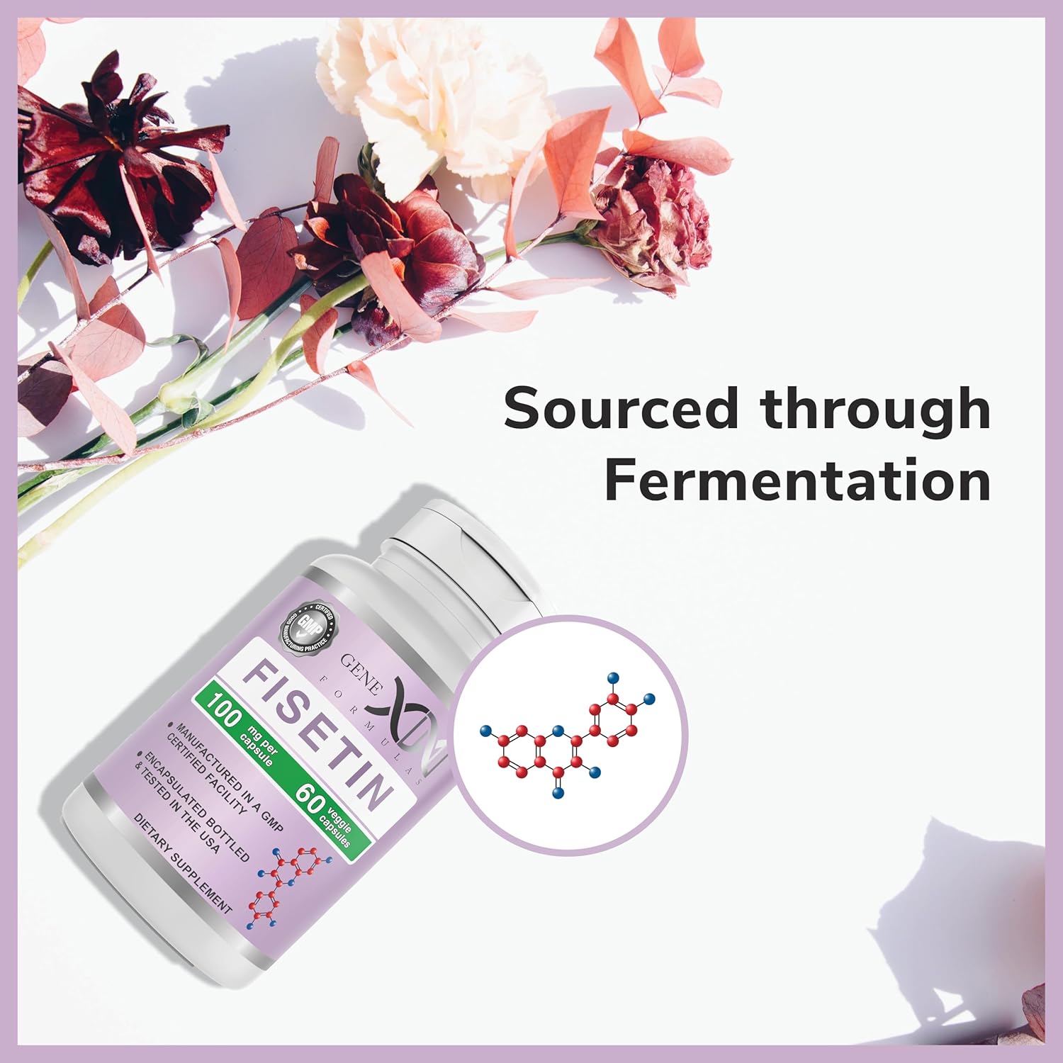 Genex Formulas Fisetin Capsules - 100mg per Serving - Antioxidant for Healthy Aging & Cognitive Health - Non-GMO, Gluten Free, Vegetarian - 2 Month Supply