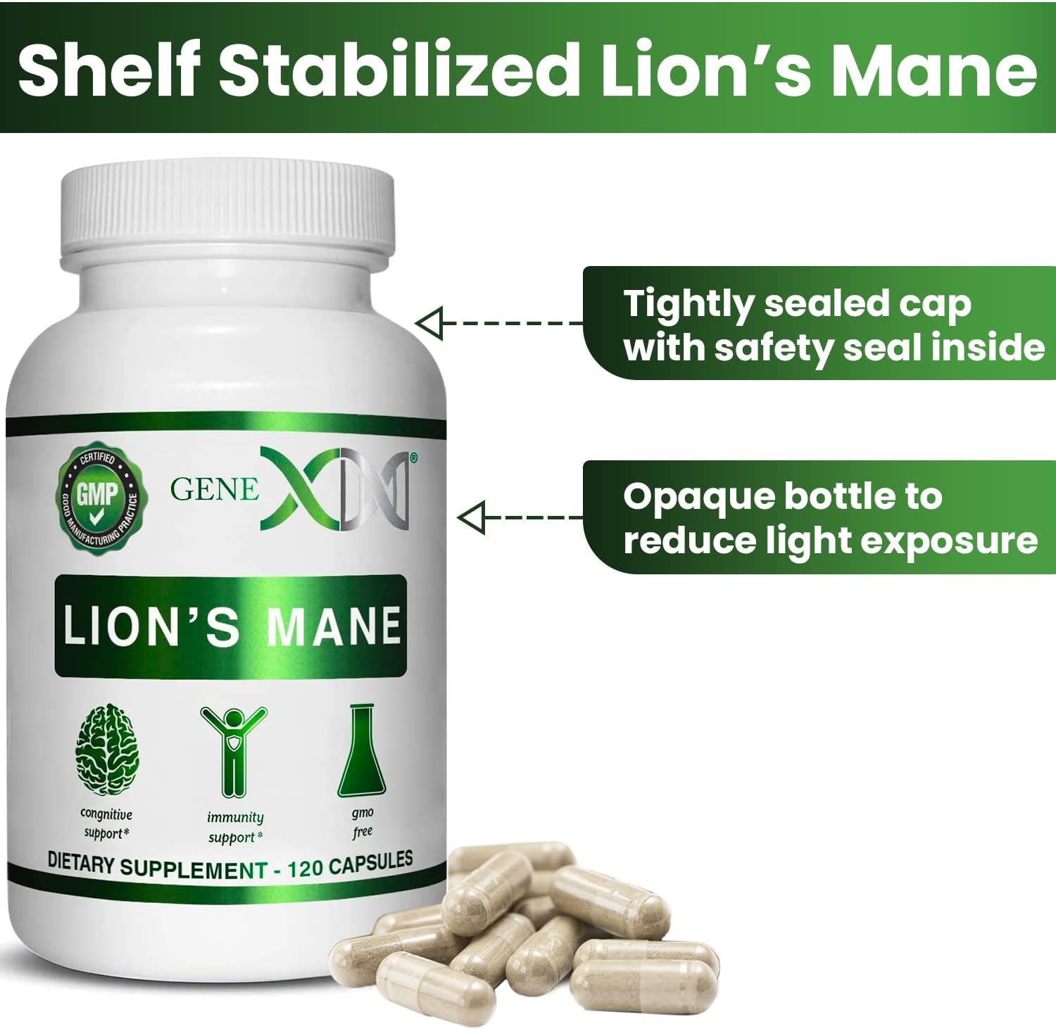 Genex Formulas Lions Mane Supplement 1000mg for Brain Boost - 3 Pack of 100% Extract Capsules for Focus, Mental Clarity, Natural Energy - Nootropic Brain Support Formula (360 Caps)