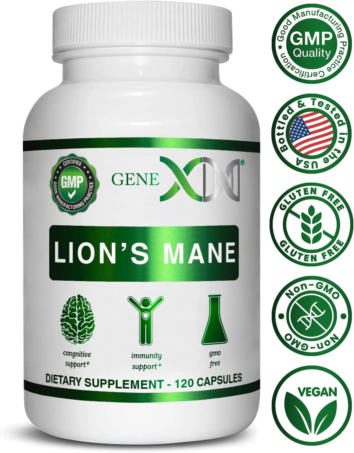 Genex Formulas Lions Mane Supplement 1000mg for Brain Boost - 3 Pack of 100% Extract Capsules for Focus, Mental Clarity, Natural Energy - Nootropic Brain Support Formula (360 Caps)