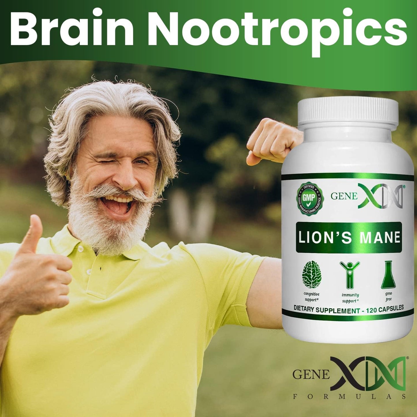 Genex Formulas Lions Mane Supplement 1000mg for Brain Boost - 3 Pack of 100% Extract Capsules for Focus, Mental Clarity, Natural Energy - Nootropic Brain Support Formula (360 Caps)