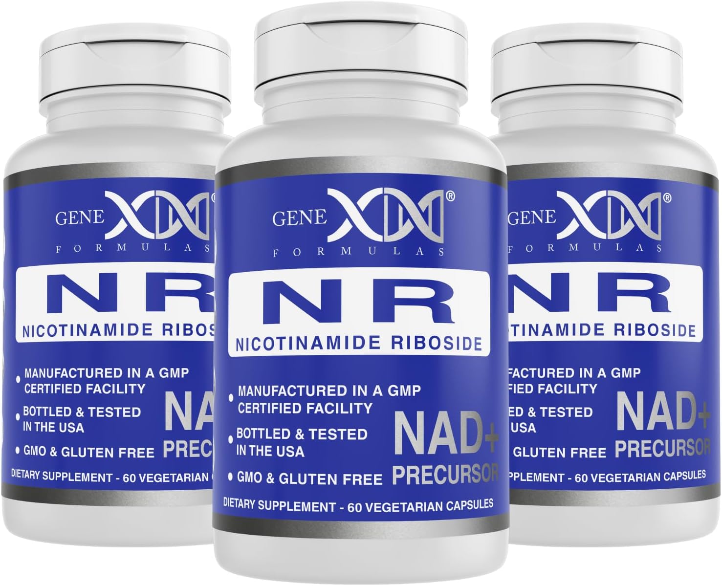 Genex Formulas NR Nicotinamide Riboside 300mg (3 Pack) - NAD+ Precursor for Healthy Aging - GMP-Certified, Non-GMO, Gluten-Free, Vegetarian Supplement