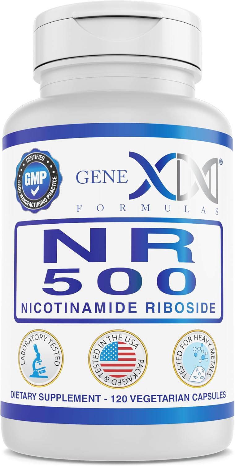 Genex Formulas NR Nicotinamide Riboside 500mg/Serving (120 Capsules) - NAD+ Precursor Supplement for Anti-Aging - GMP-Certified, Non-GMO, Gluten-Free, Vegetarian - 1 Pack