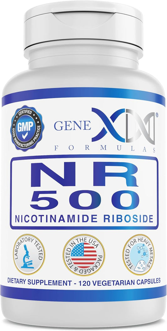Genex Formulas NR Nicotinamide Riboside 500mg/Serving (120 Capsules) - NAD+ Precursor Supplement for Anti-Aging - GMP-Certified, Non-GMO, Gluten-Free, Vegetarian - 1 Pack