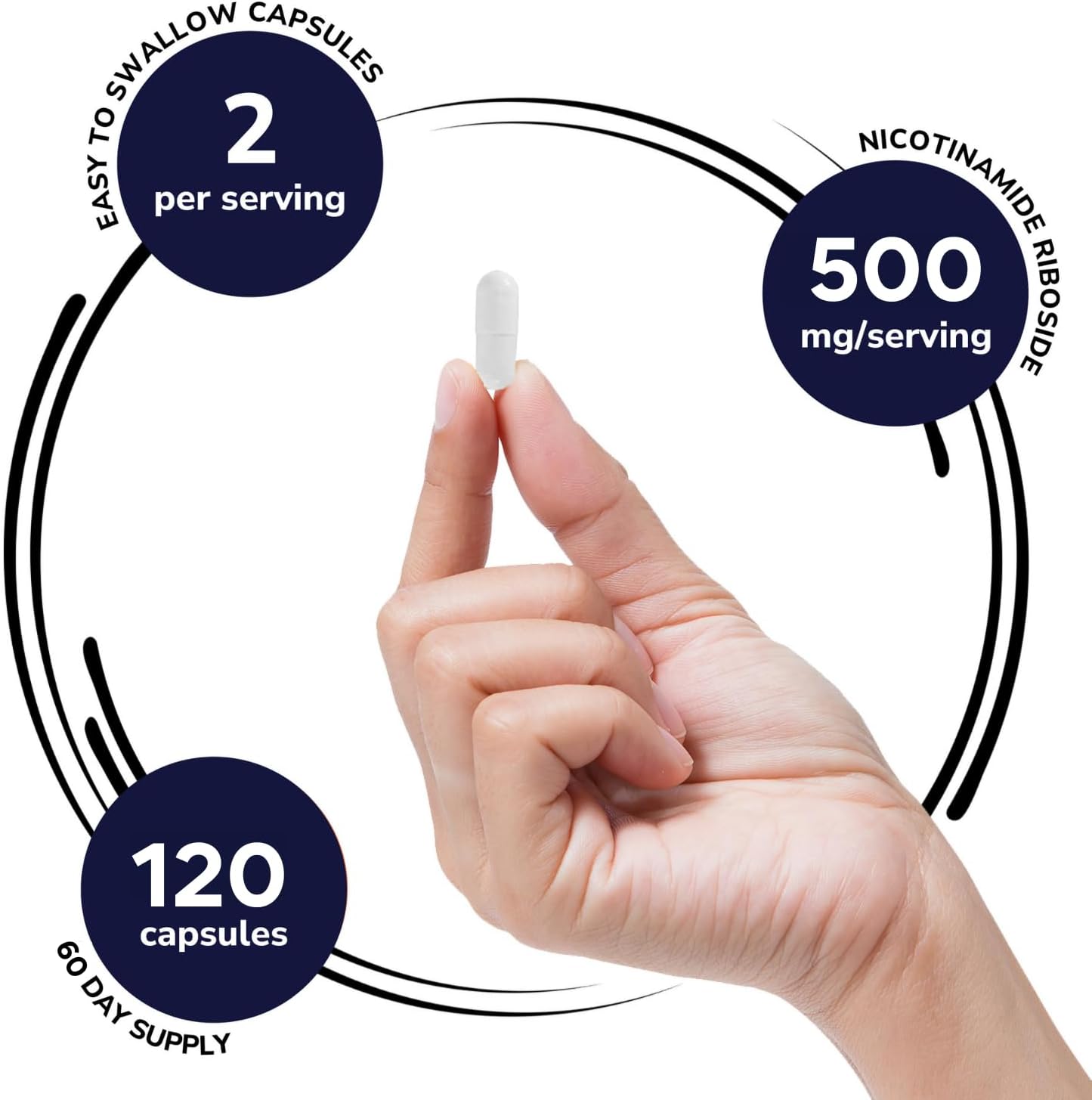 Genex Formulas NR Nicotinamide Riboside 500mg/Serving (120 Capsules) - NAD+ Precursor Supplement for Anti-Aging - GMP-Certified, Non-GMO, Gluten-Free, Vegetarian - 1 Pack