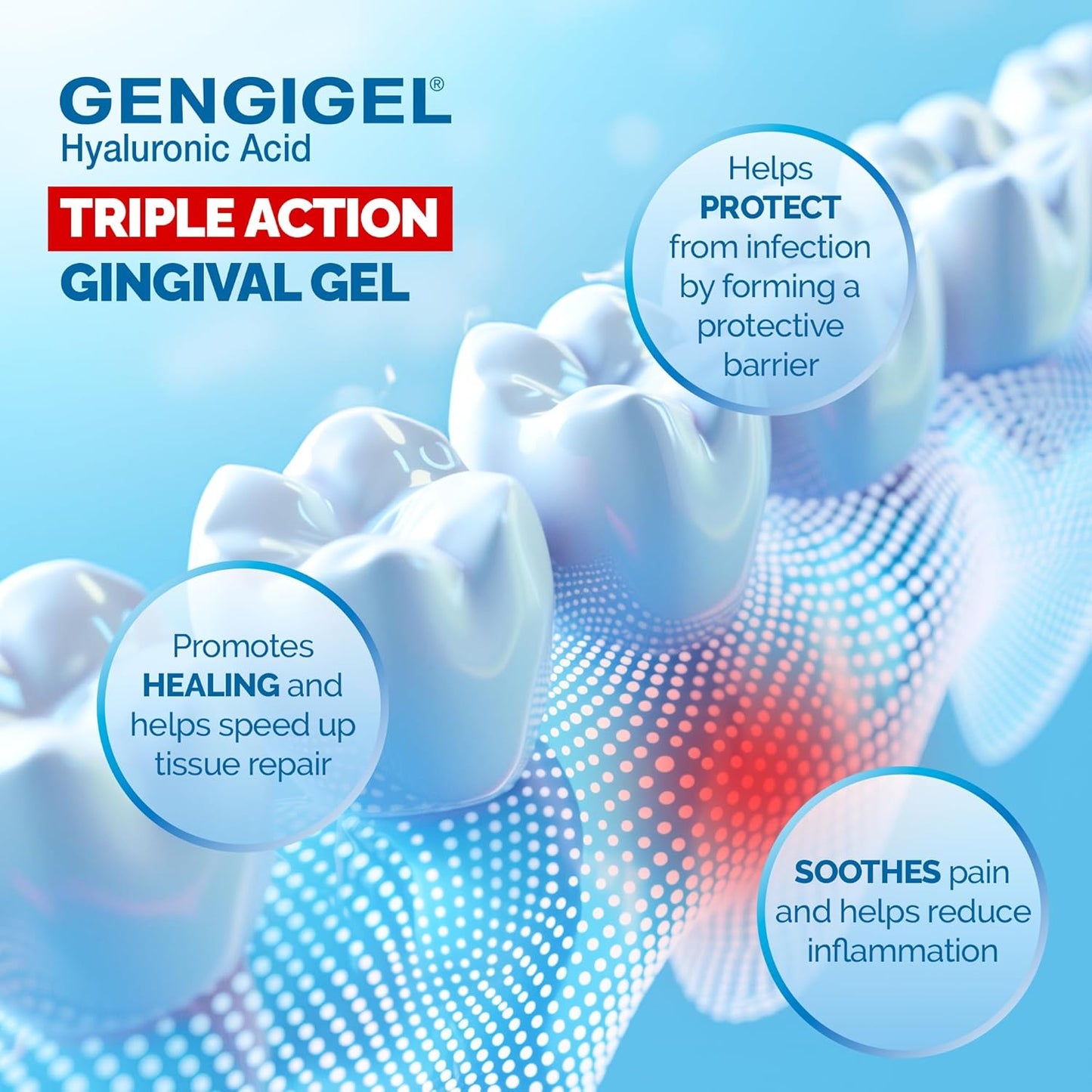 Gengigel Hyaluronic Acid Oral Gel 20ml - Soothes Mouth & Gum Discomfort, Promotes Healing, Paraben-Free, Vegan & Kosher