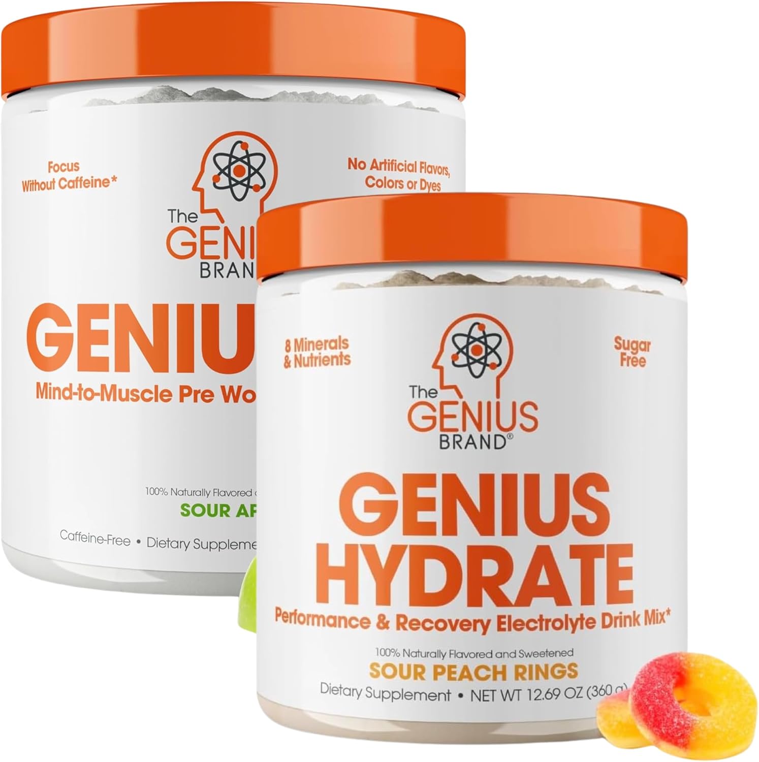 Genius Active Essentials Bundle: Hydrate Electrolyte Mix & Natural Pre Workout Powder - The Genius Brand
