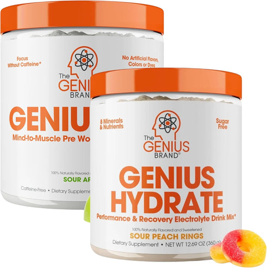 Genius Active Essentials Bundle: Hydrate Electrolyte Mix & Natural Pre Workout Powder - The Genius Brand