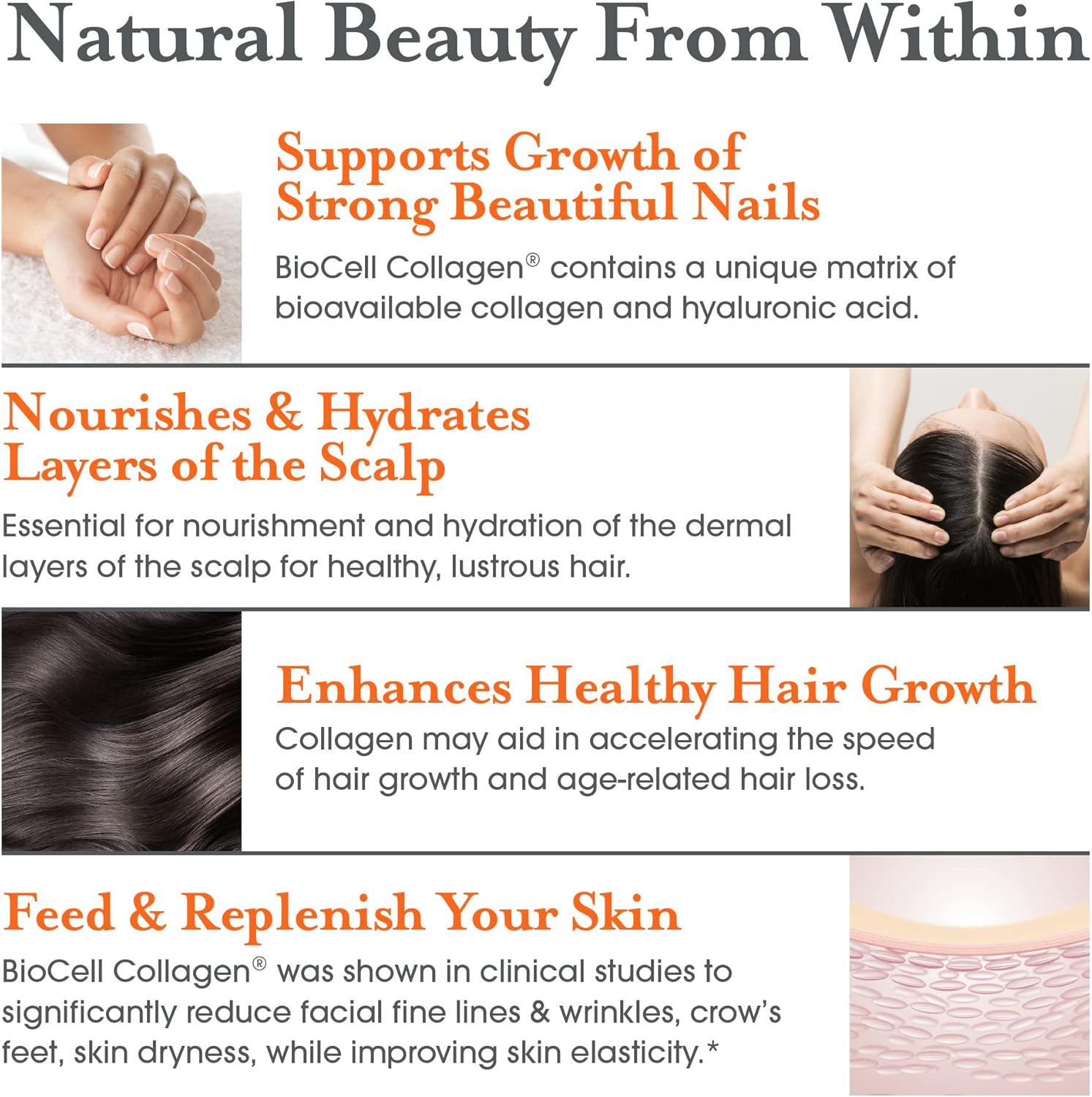 Genius Beauty Hair Skin Nails Vitamins - Anti-Aging Antioxidant Supplement with Collagen, Glutathione & Astaxanthin for Detox & Healthy Skin - 60 Capsules