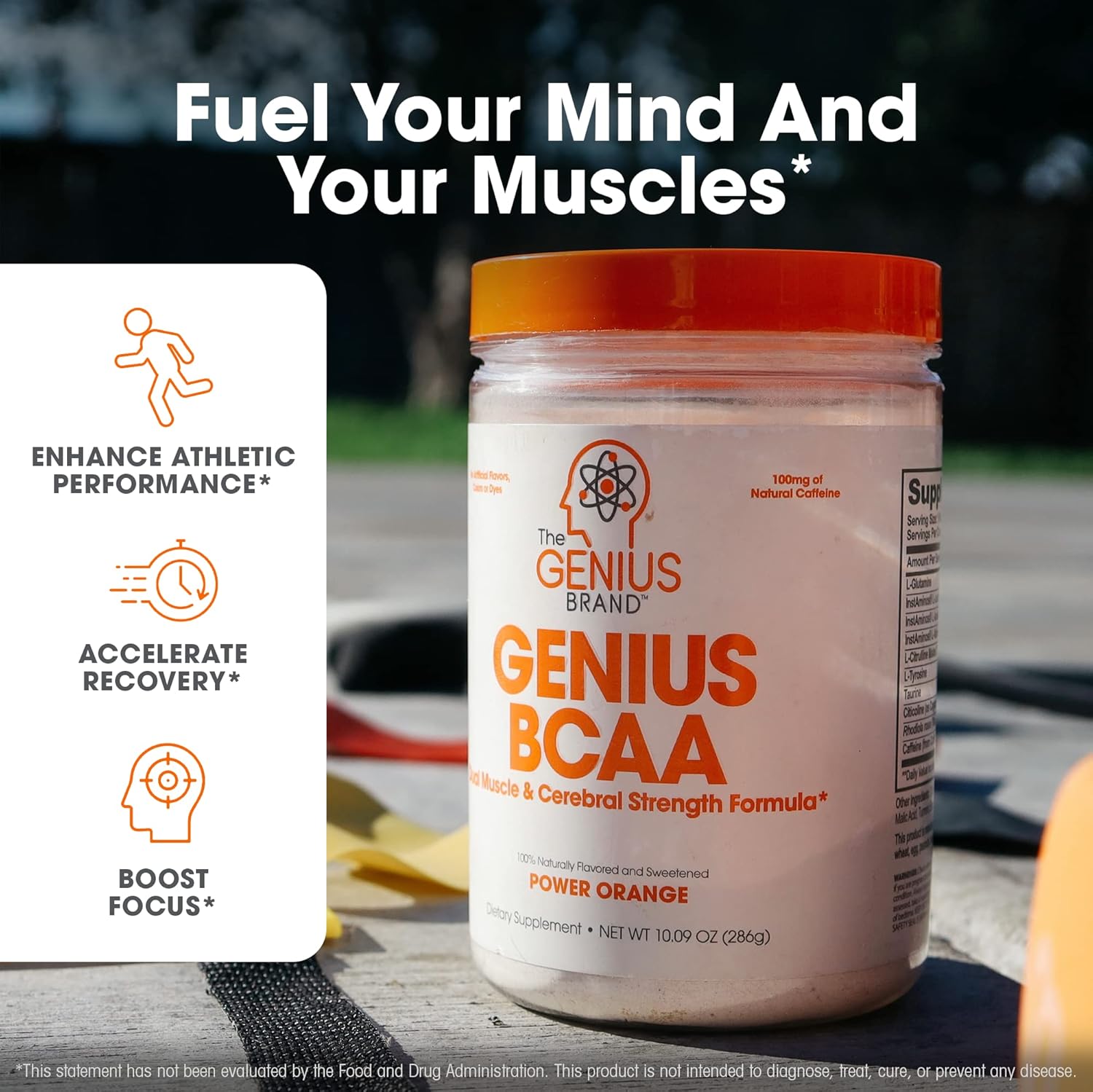 Genius Brand BCAA Energy Powder & Creatine Stack for Muscle Recovery & Post Workout