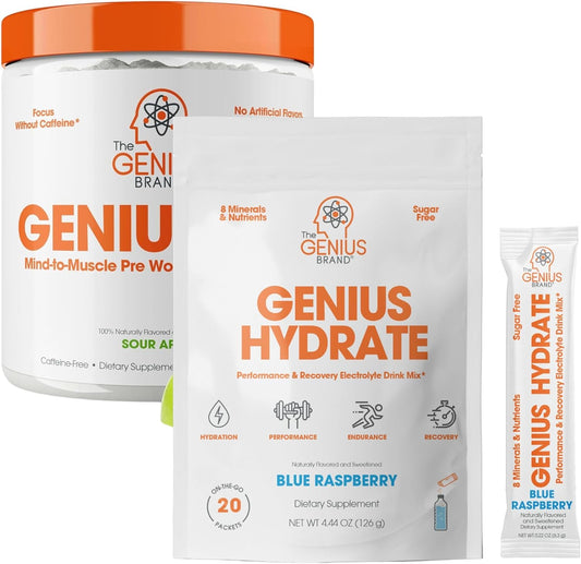 Genius Brand Hydration & Performance Bundle: Electrolyte Booster & Nootropic Pre-Workout Powder