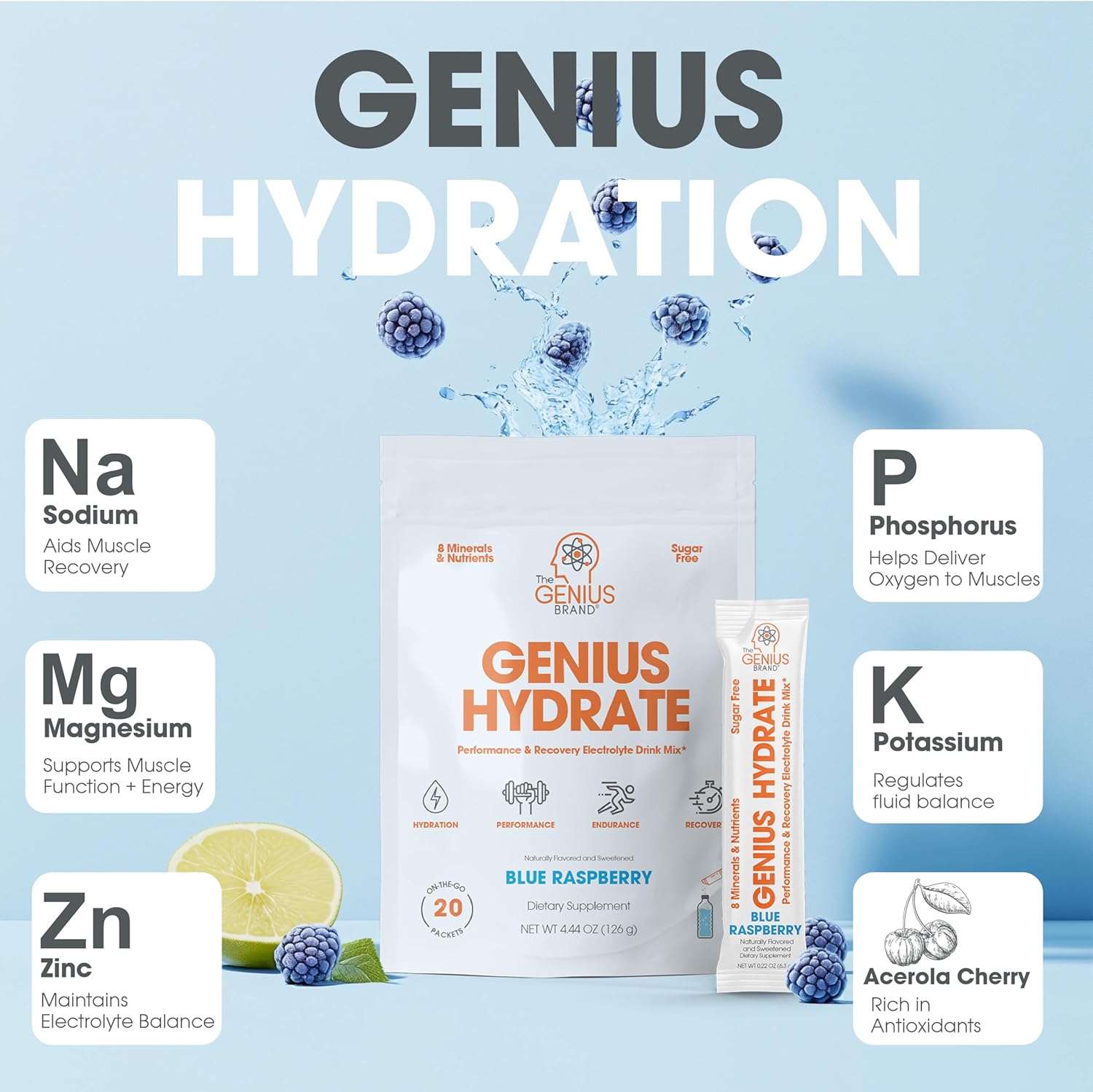 Genius Brand Hydration & Performance Bundle: Electrolyte Booster & Nootropic Pre-Workout Powder