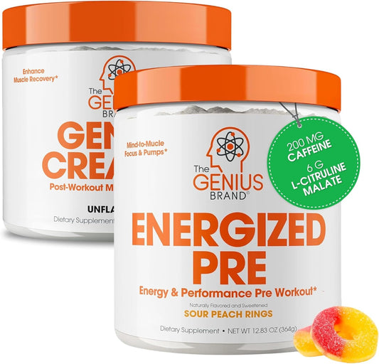 Genius Energized Pre Workout & Micronized Creatine Bundle - Boost Workout Performance with Premium Ingredients