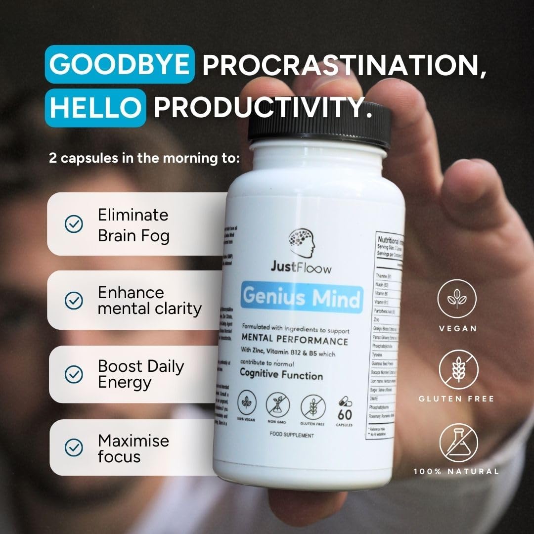 Genius Mind® Nootropic Brain Supplement - Enhances Cognitive Function, Energy, Focus, Memory - 17 Brain Boosting Ingredients