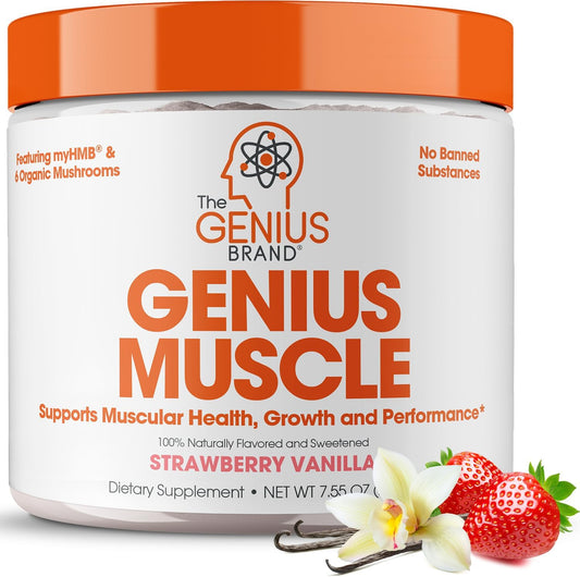 Genius Muscle Builder & Mass Gainer - Strawberry Vanilla - Natural Anabolic Activator for Lean Muscle Growth - Men & Women Weight Gainer