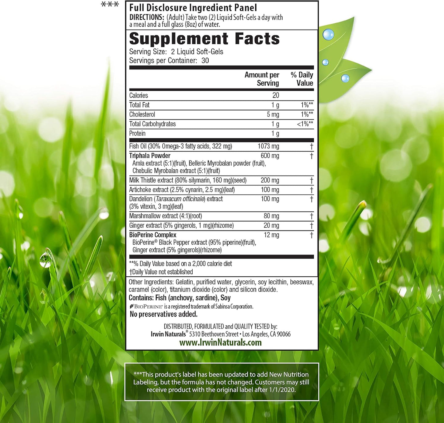 Gentle Cleanse Liquid Softgels with Triphala - Non-Laxative Formula - 60 Count