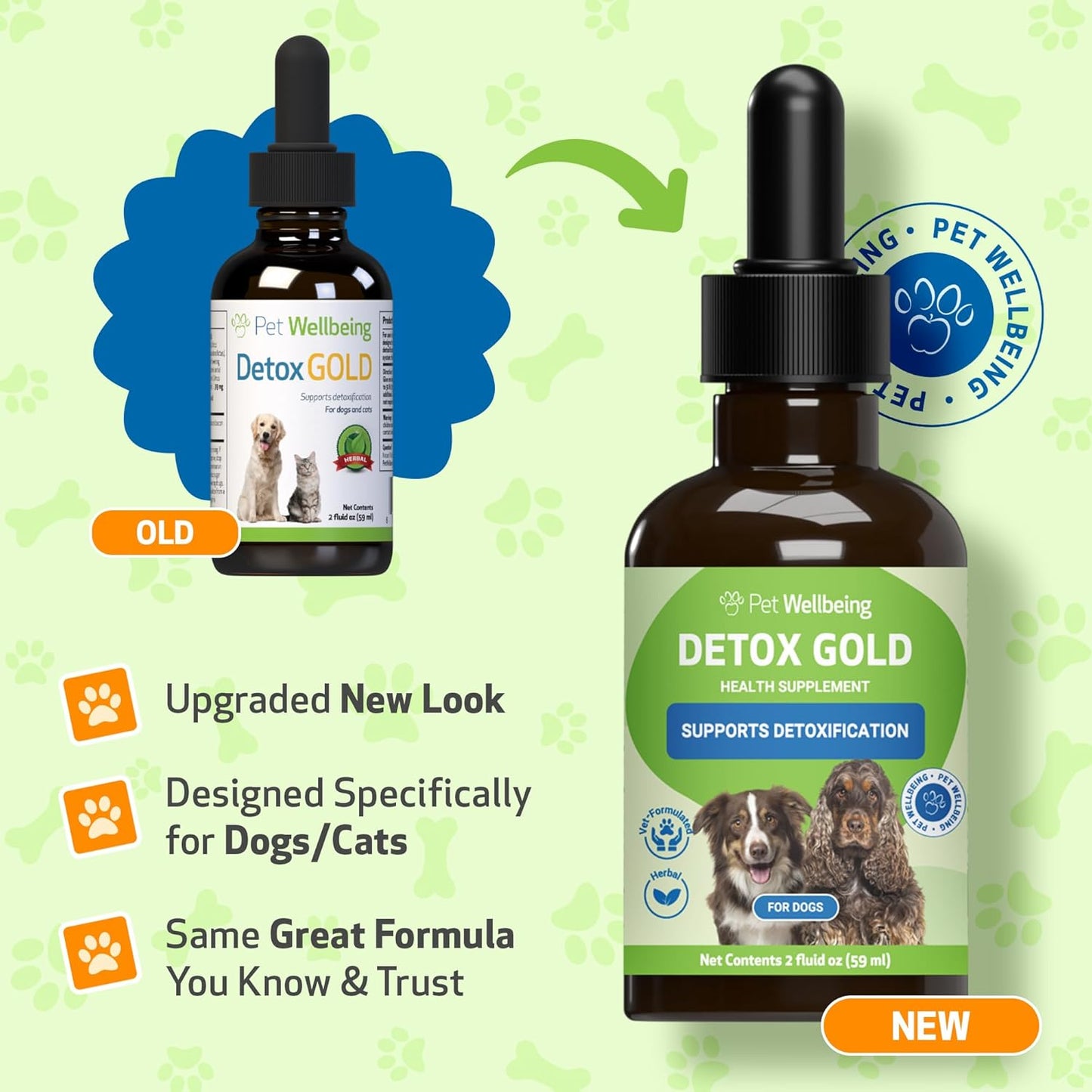 Gentle Detoxification & Immune Support Herbal Supplement for Dogs - Pet Wellbeing Detox Gold - Veterinarian Formulated - 2 oz (59 ml)