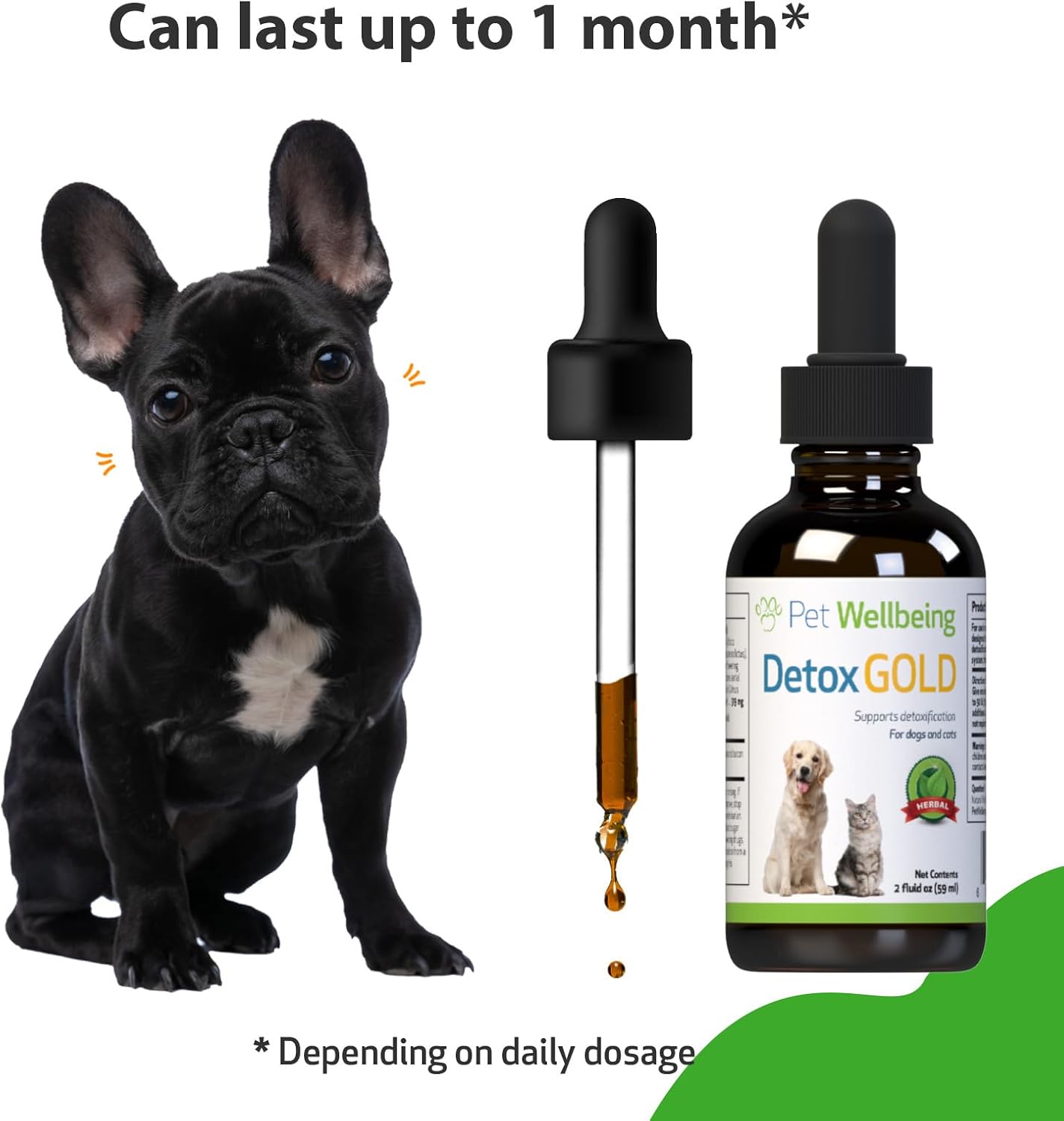 Gentle Detoxification & Immune Support Herbal Supplement for Dogs - Pet Wellbeing Detox Gold - Veterinarian Formulated - 2 oz (59 ml)