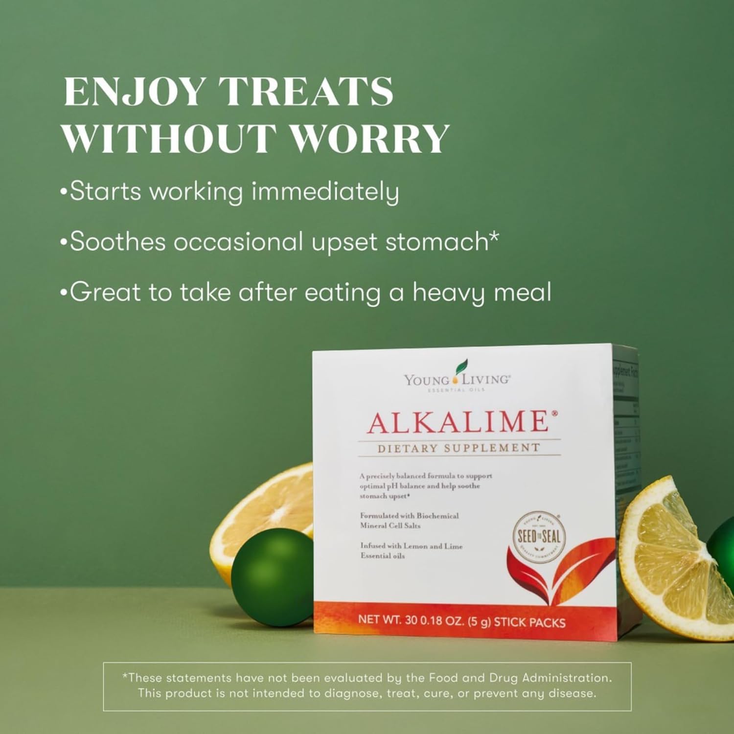 Gentle Digestive Wellness Supplement with Calcium, Potassium, & Sodium | Young Living AlkaLime Stick Packs | 30 ct