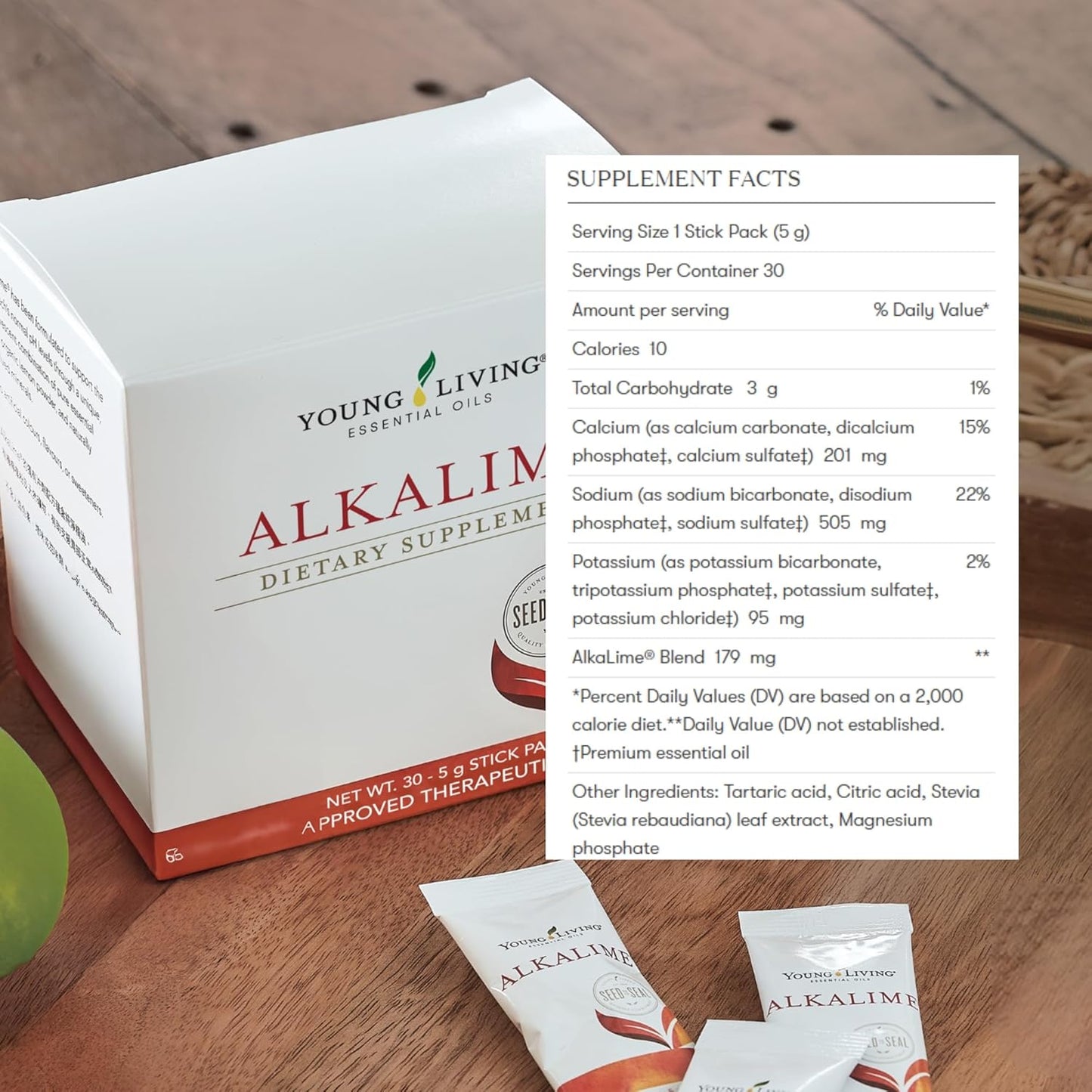 Gentle Digestive Wellness Supplement with Calcium, Potassium, & Sodium | Young Living AlkaLime Stick Packs | 30 ct