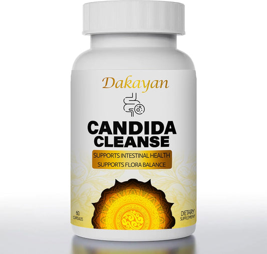 Gentle Gut & Digestive Support with Dakayan Central Natural Candida Cleanse Detox - Advanced Probiotic & Herbal Formula for Men & Women - 60 Capsules