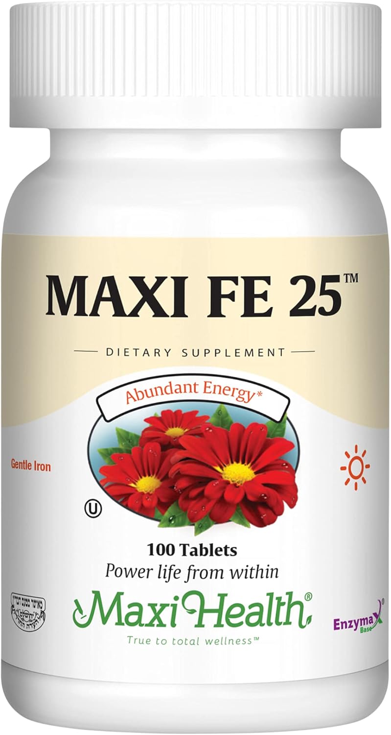 Gentle Iron 25 mg Supplement for Women & Men - Non Constipating Tablets - Kosher, Non GMO, Vegetarian - 100 Tablets