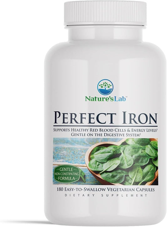 Gentle Iron 25mg Supplement for Healthy Red Blood Cells & Energy - Non-Constipating Formula - 180 Capsules (6 Months)