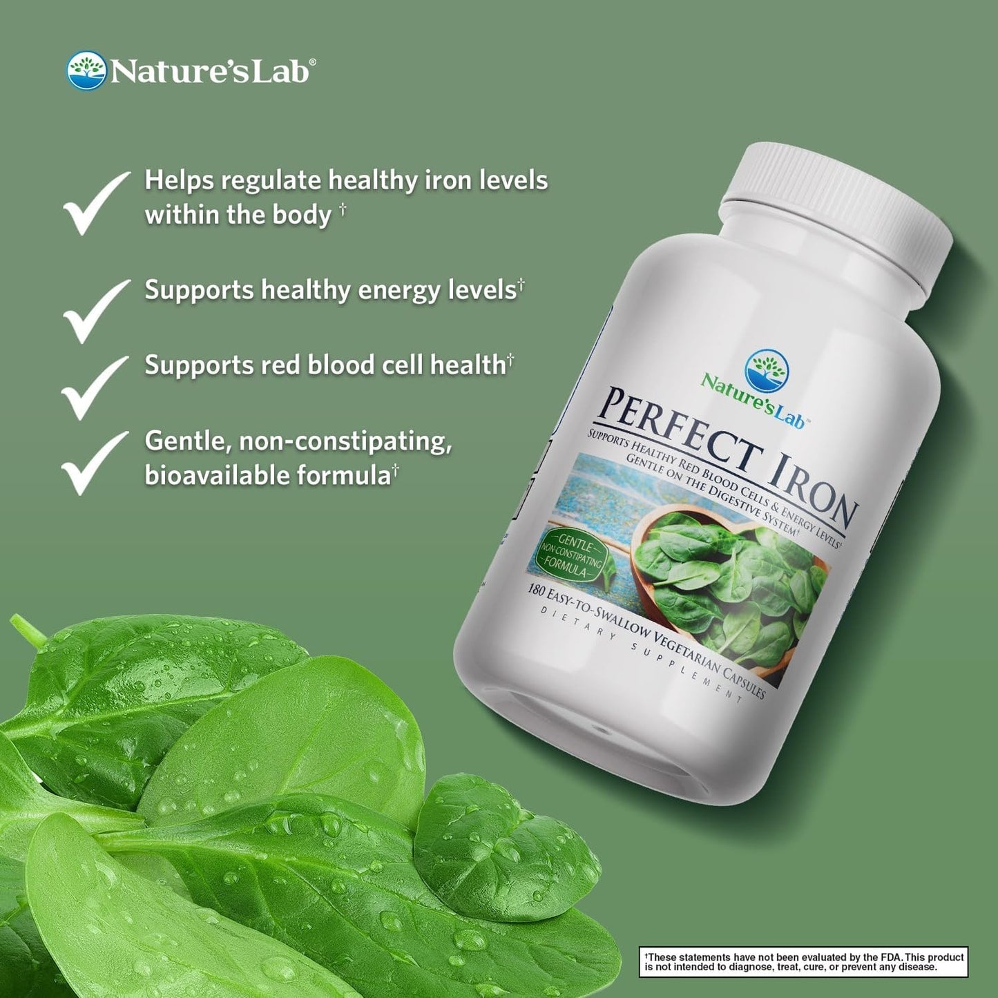 Gentle Iron 25mg Supplement for Healthy Red Blood Cells & Energy - Non-Constipating Formula - 180 Capsules (6 Months)