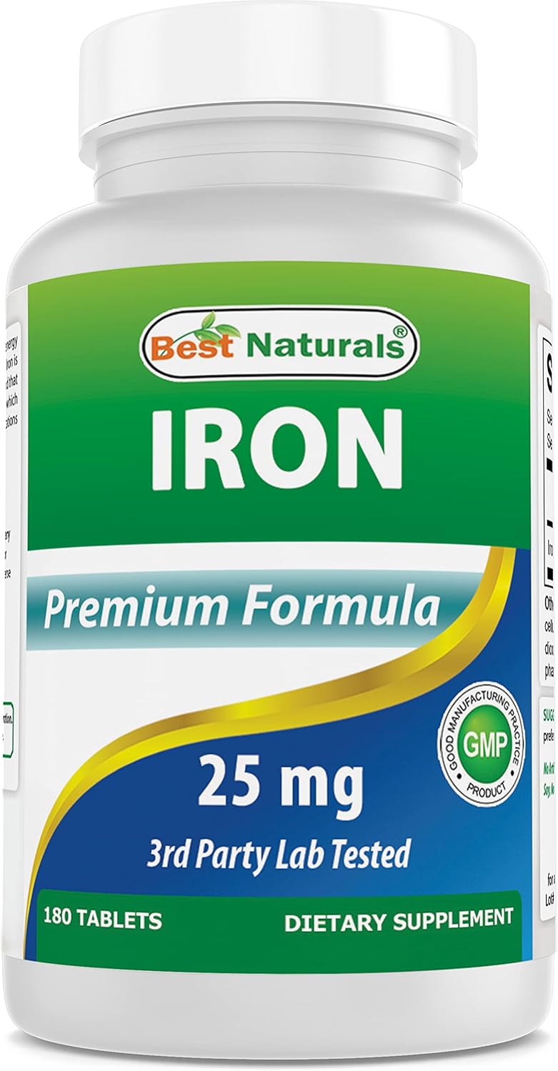 Gentle Iron Bisglycinate Supplement - 25mg - 180 Tablets - Non-Constipating Formula for Sensitive Stomachs