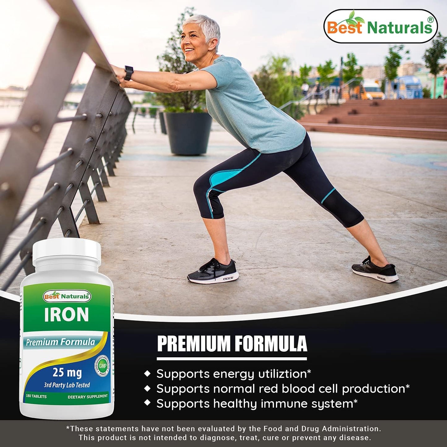 Gentle Iron Bisglycinate Supplement - 25mg - 180 Tablets - Non-Constipating Formula for Sensitive Stomachs