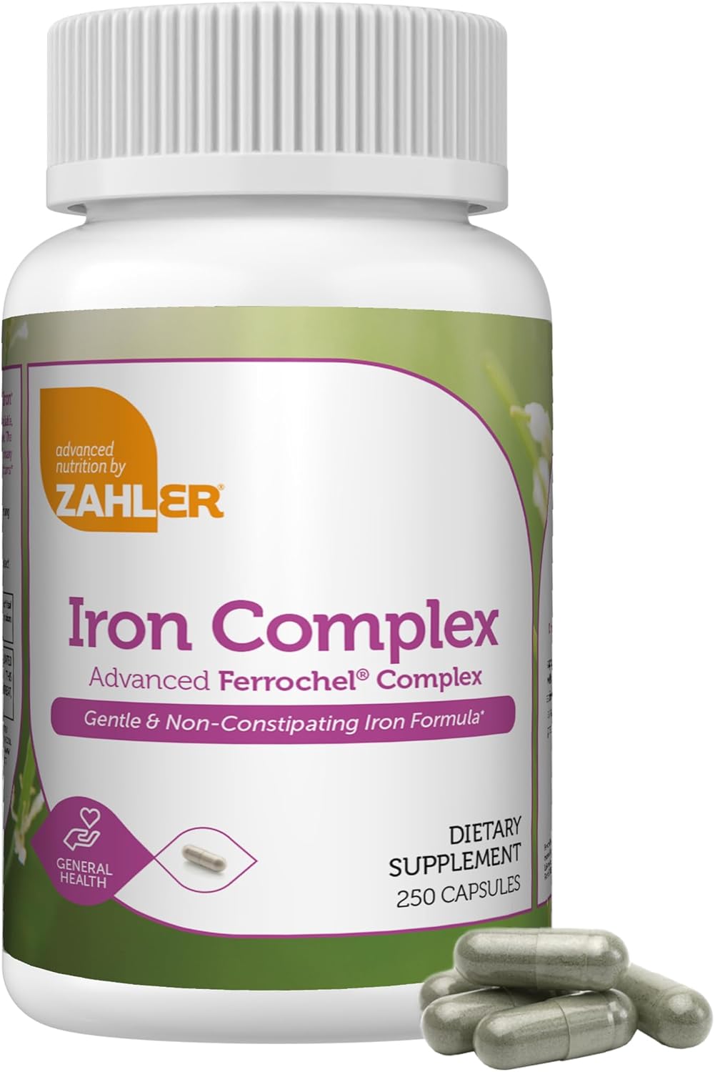 Gentle Iron Complex Supplement, 250 Capsules by Zahler - Non-Constipating Formula