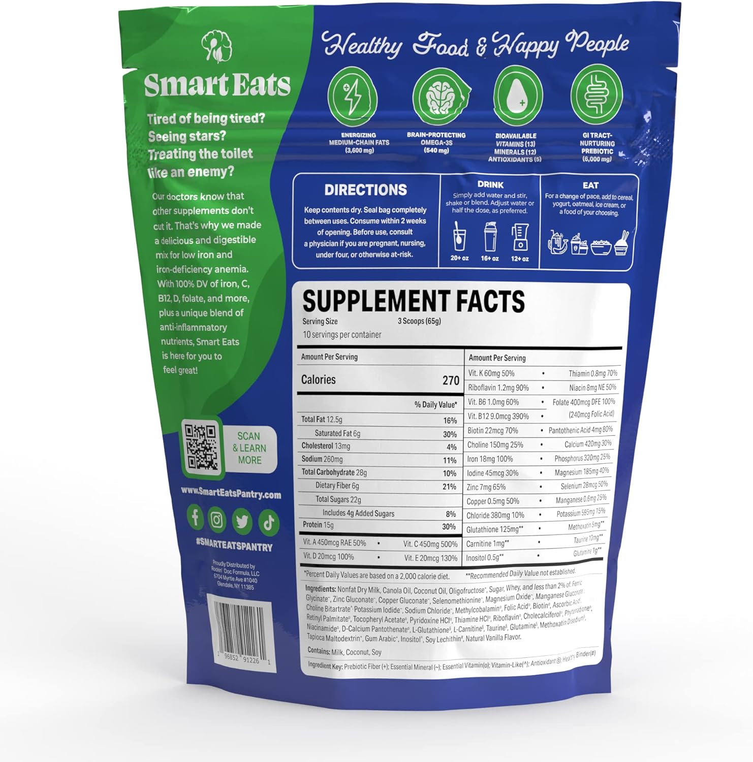 Gentle Iron Powder Supplement for More Energy, Hair, Skin, Digestion | Kids & Adults | Cookies & Cream Flavor | 30 Scoops
