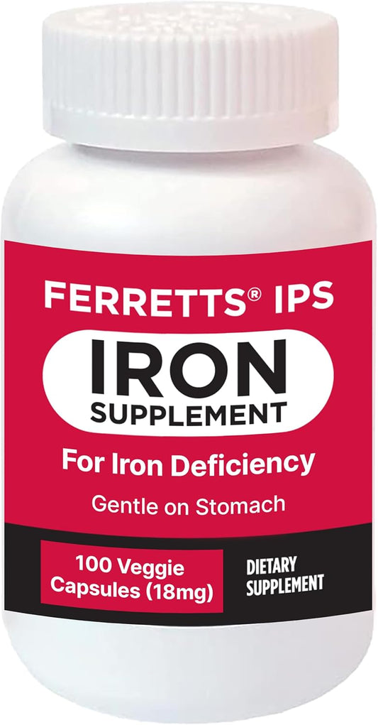 Gentle Iron Supplement Capsules 18mg - 100-Day Supply for Women & Men - Non-Constipating Anemia Support