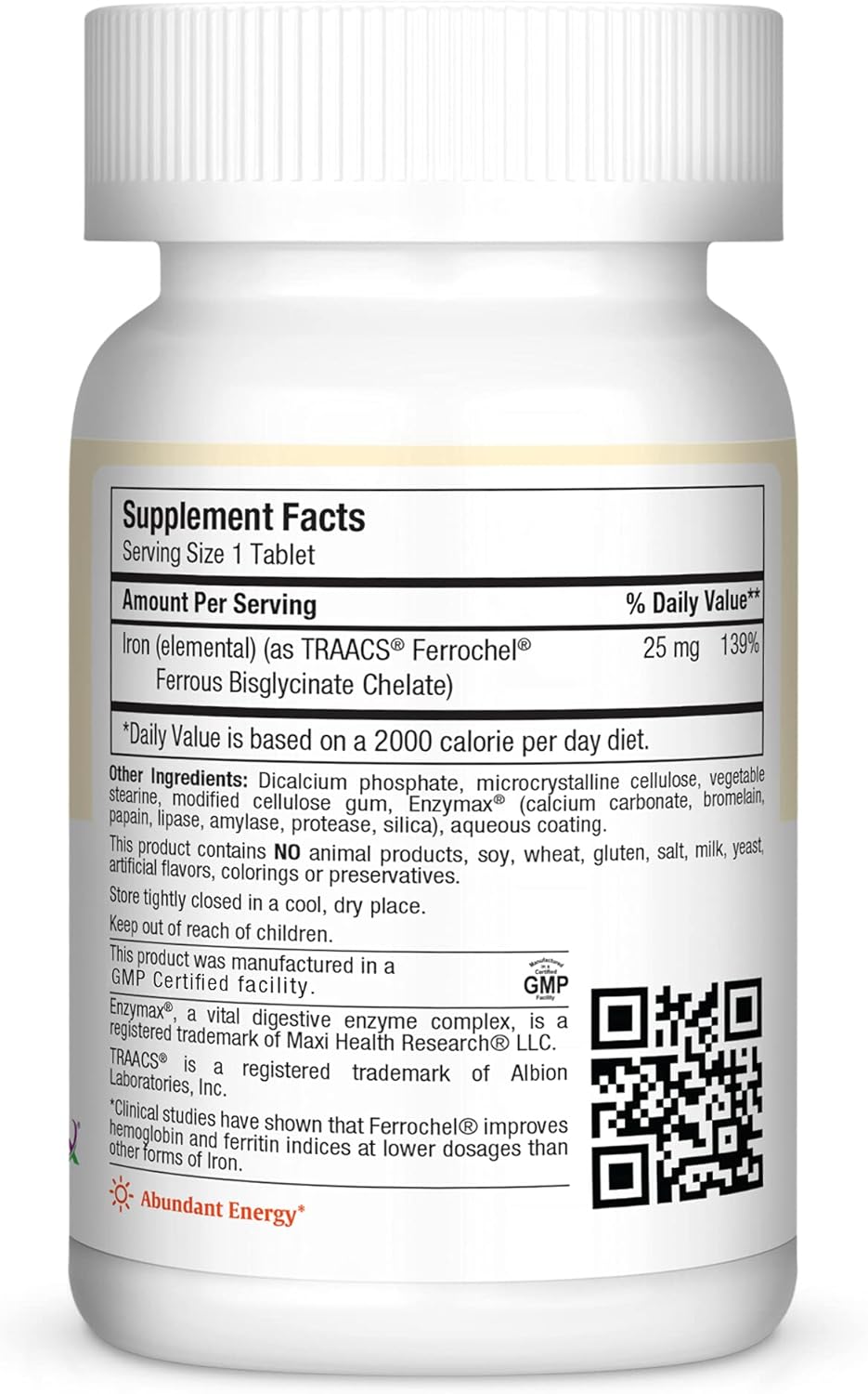 Gentle Iron Supplement for Anemia & Red Blood Cell Production - Ferrous Fumarate - 25 MG Chelated Iron Pills - 100 Kosher Tablets by Maxi Health