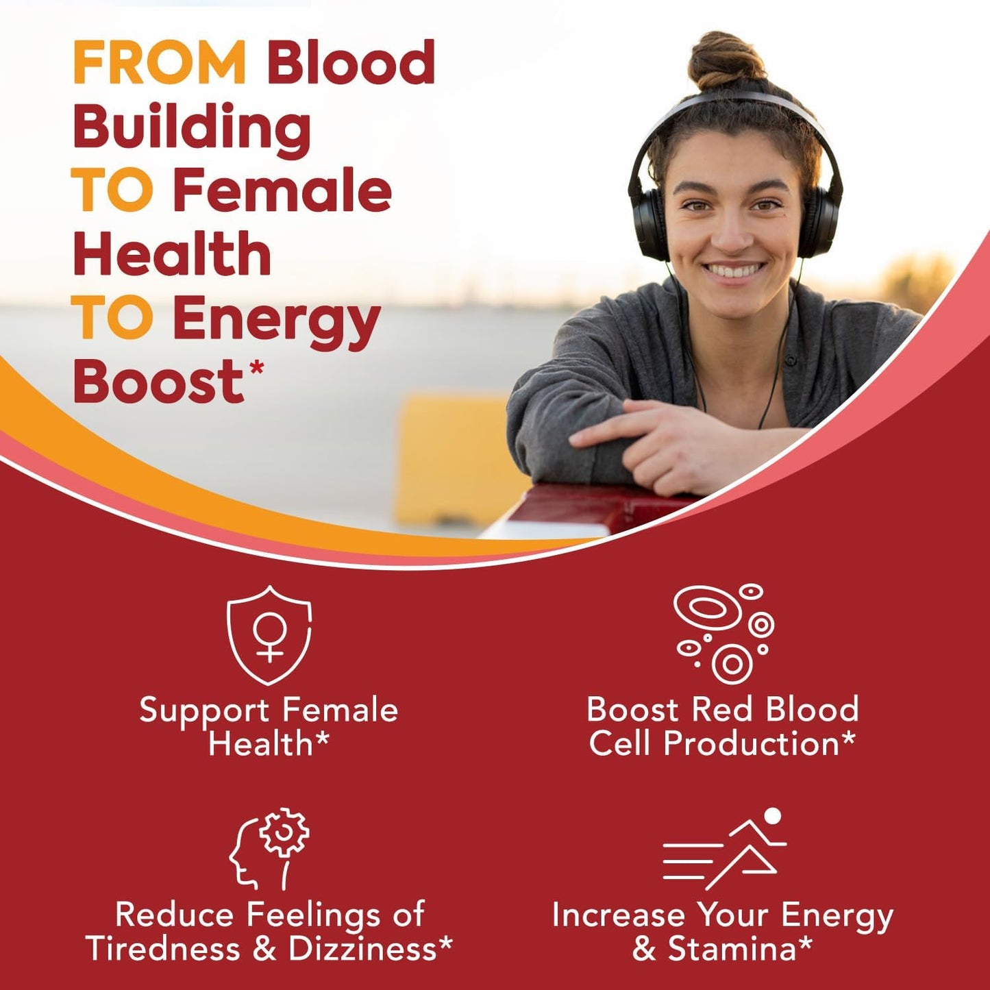 Gentle Iron Supplement with Vitamin C, Folate, B6 & B12 - Non-Constipating Iron Pills for Women & Men - 60 Vegan Capsules