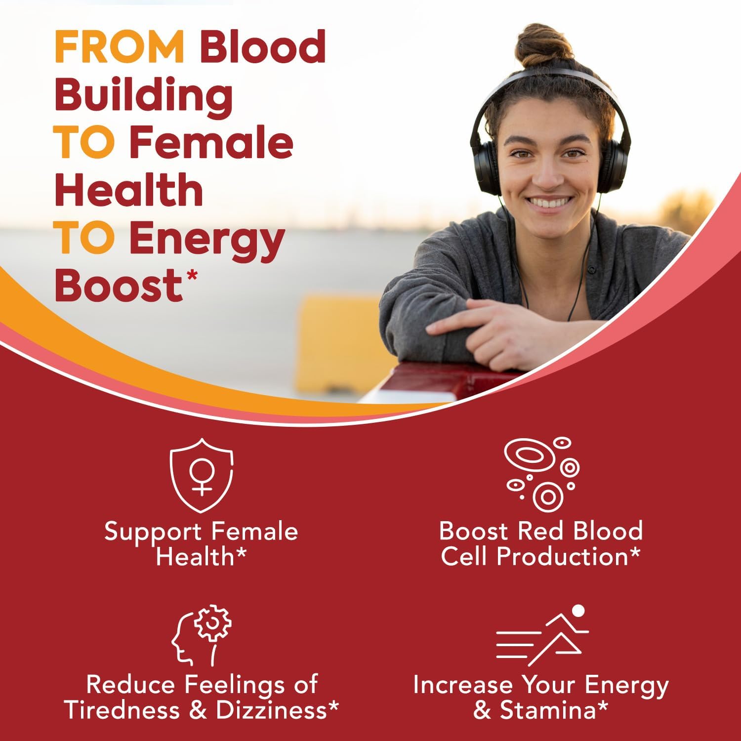Gentle Iron Supplement with Vitamin C, Folate, B6 & B12 - Non-Constipating Iron Pills for Women & Men - 60 Vegan Capsules