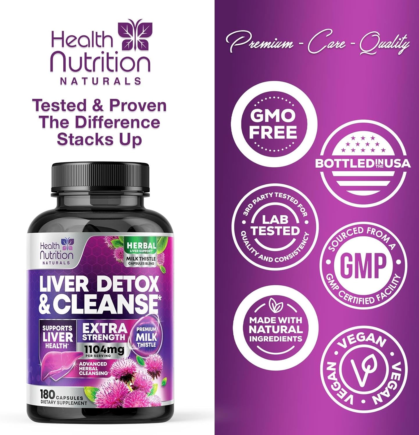 Gentle Liver Cleanse Detox & Repair Supplement with Milk Thistle, Artichoke, Dandelion - 180 Capsules