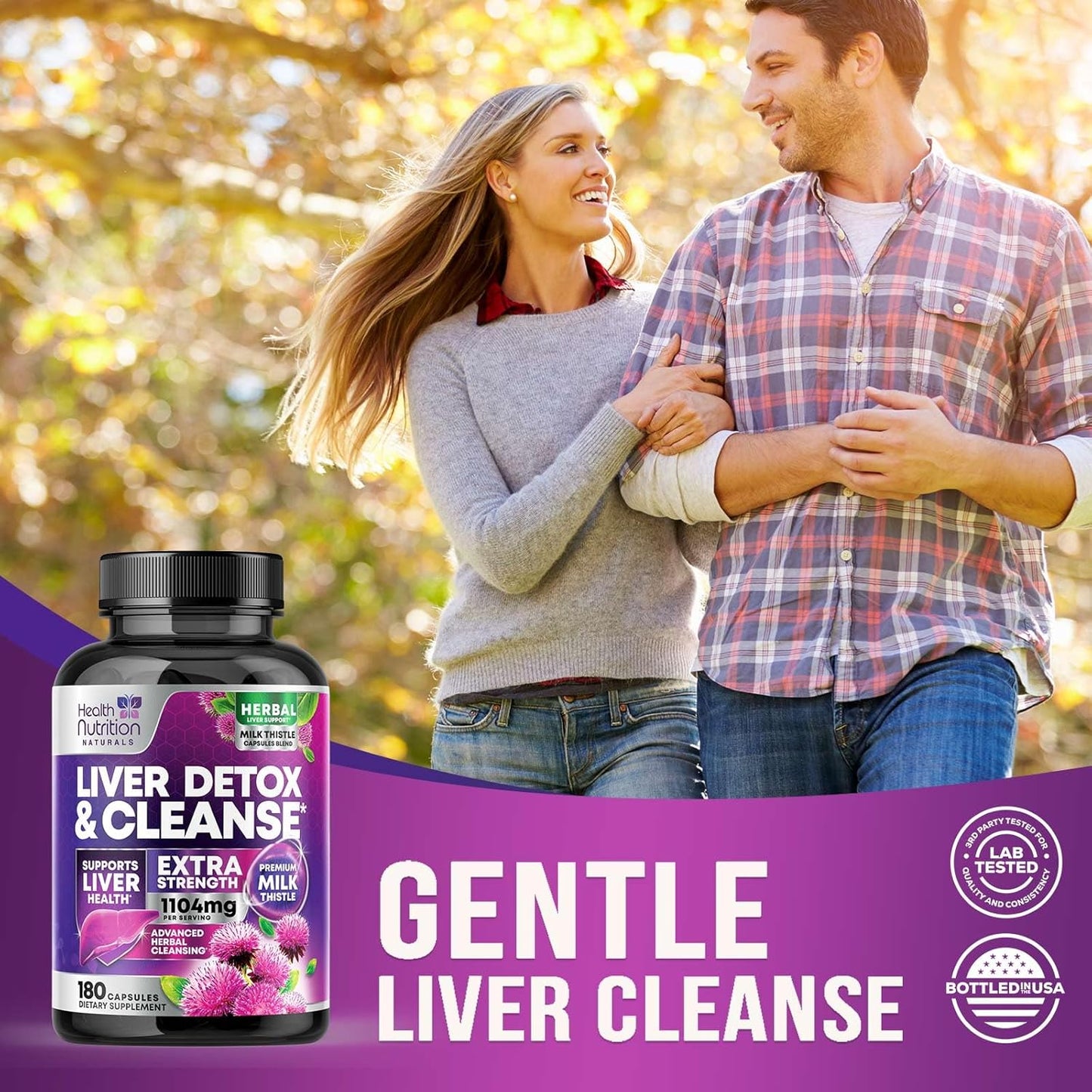 Gentle Liver Cleanse Detox & Repair Supplement with Milk Thistle, Artichoke, Dandelion - 180 Capsules