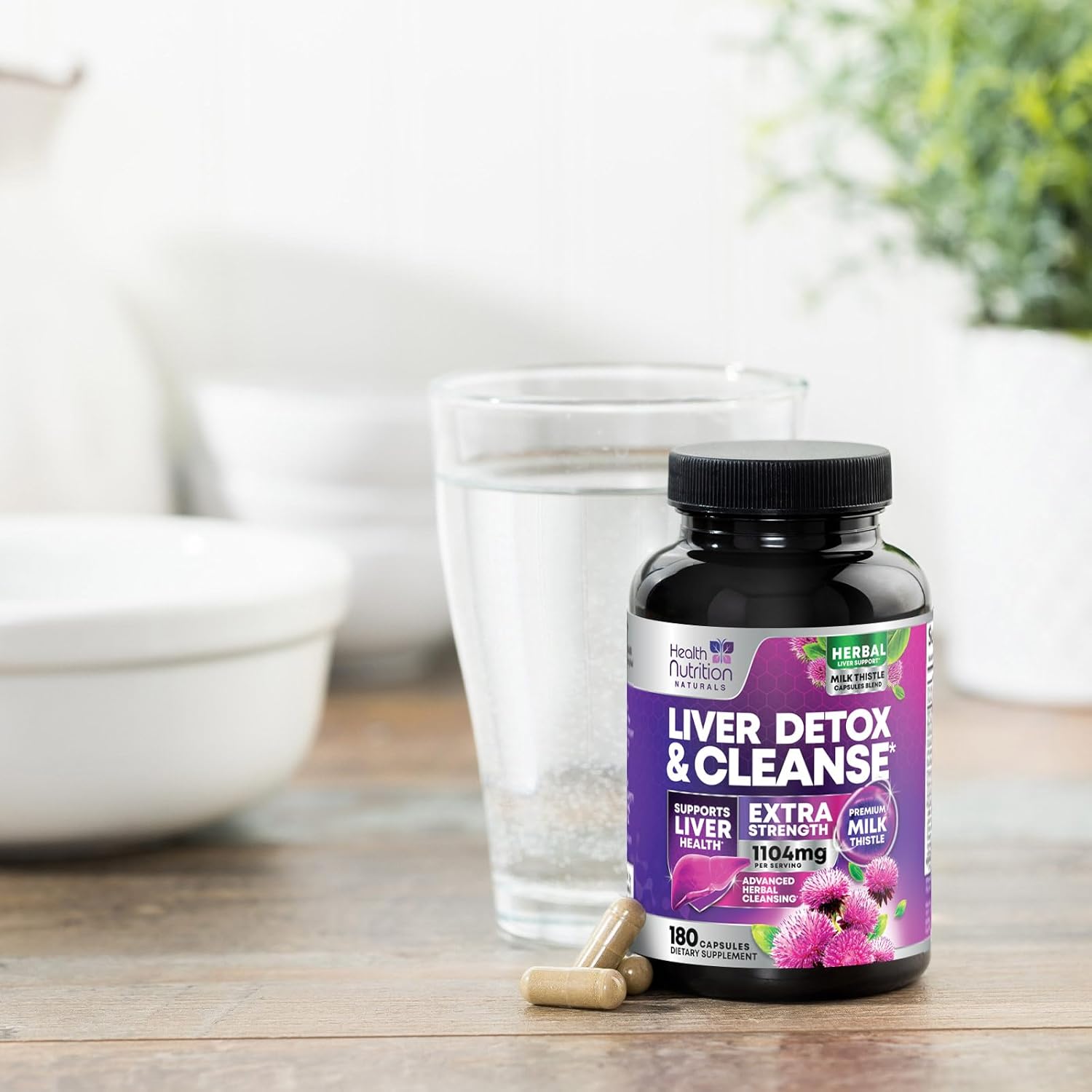 Gentle Liver Cleanse Detox & Repair Supplement with Milk Thistle, Artichoke, Dandelion - 180 Capsules