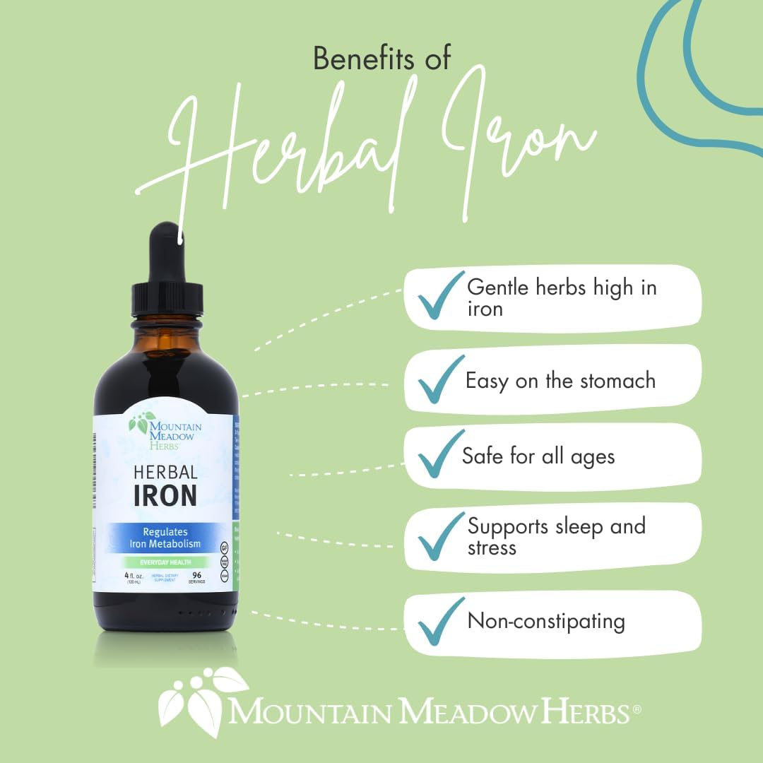Gentle Mountain Meadow Herbs Herbal Iron Supplement - Supports Iron Metabolism - 4 oz