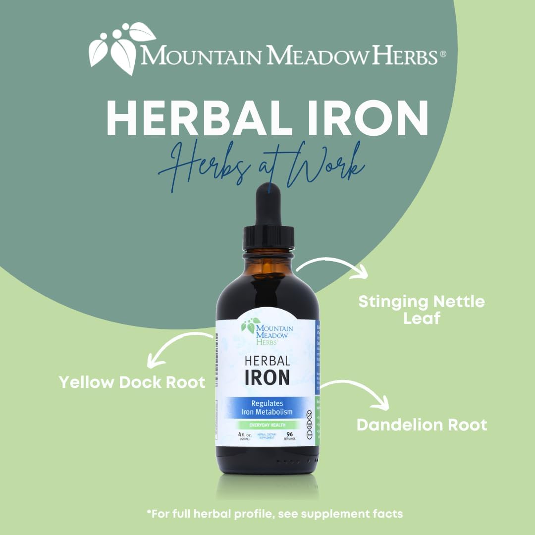 Gentle Mountain Meadow Herbs Herbal Iron Supplement - Supports Iron Metabolism - 4 oz