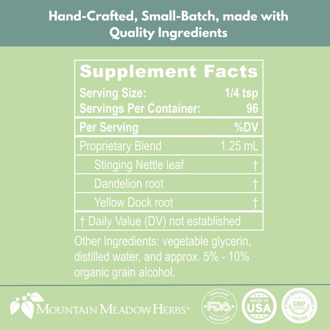 Gentle Mountain Meadow Herbs Herbal Iron Supplement - Supports Iron Metabolism - 4 oz