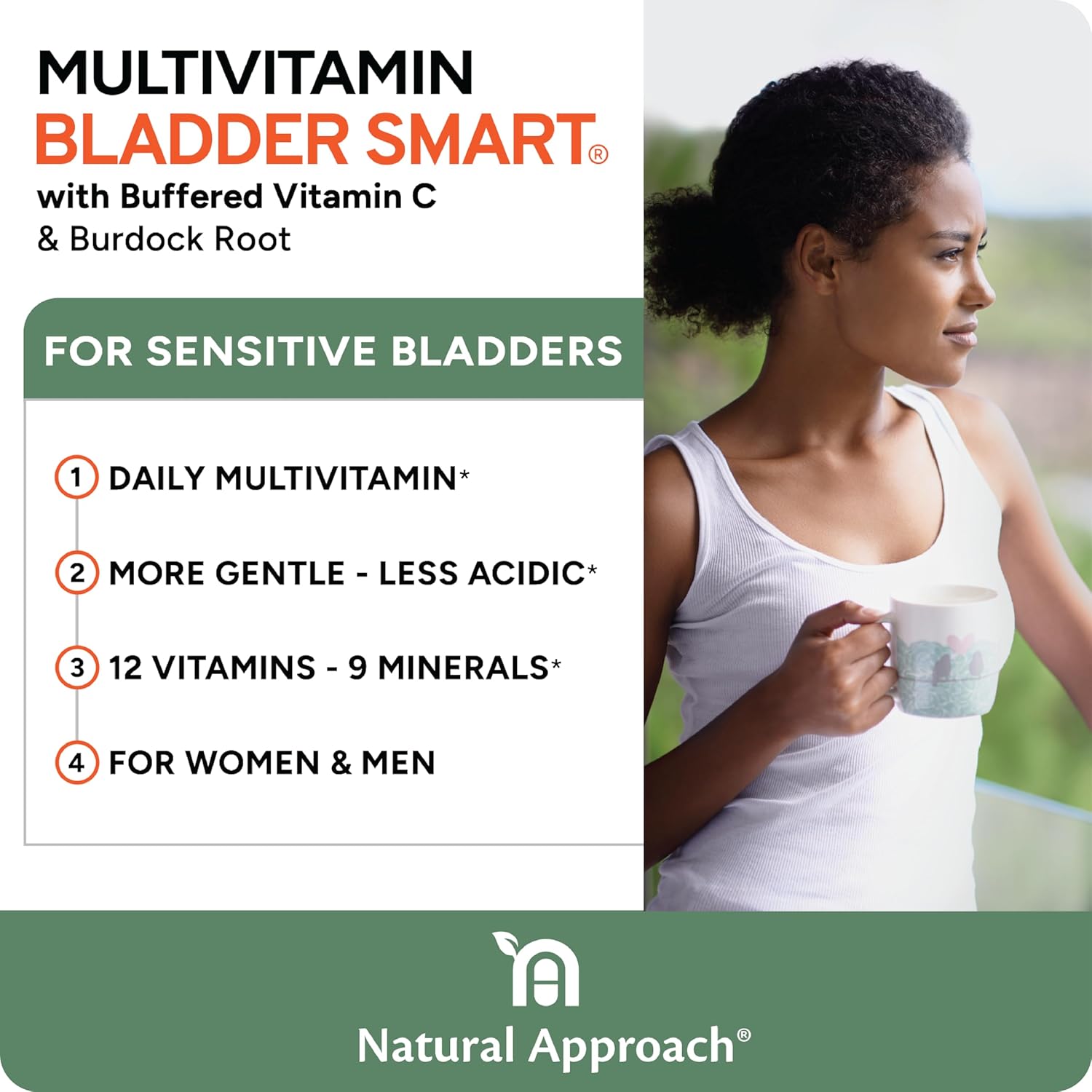 Gentle Multivitamin for Sensitive Bladders | Bladder Support with 12 Vitamins & 10 Minerals | Buffered Vitamin C & Burdock Root | 60 Capsules