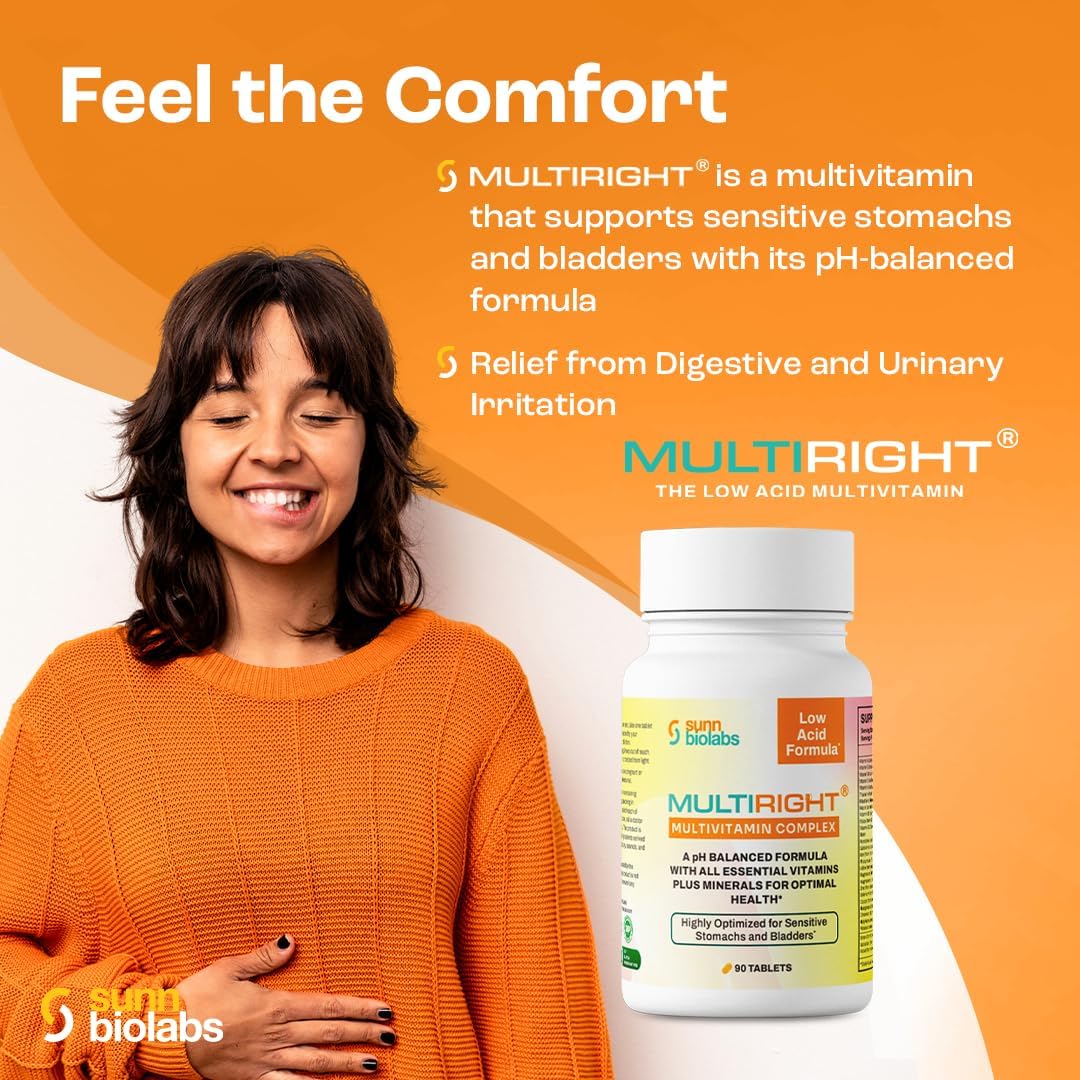 Gentle Multivitamin for Sensitive Stomachs and Bladders - Sunn Biolabs Multiright - 90 Tablets