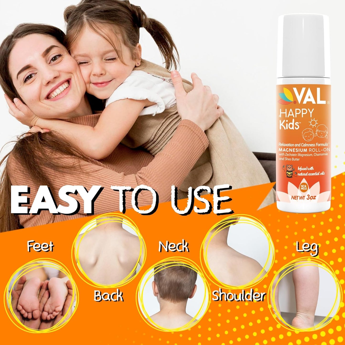 Gentle Zechstein Magnesium Roll-On for Kids with Chamomile & Essential Oils - USA Made - 3oz