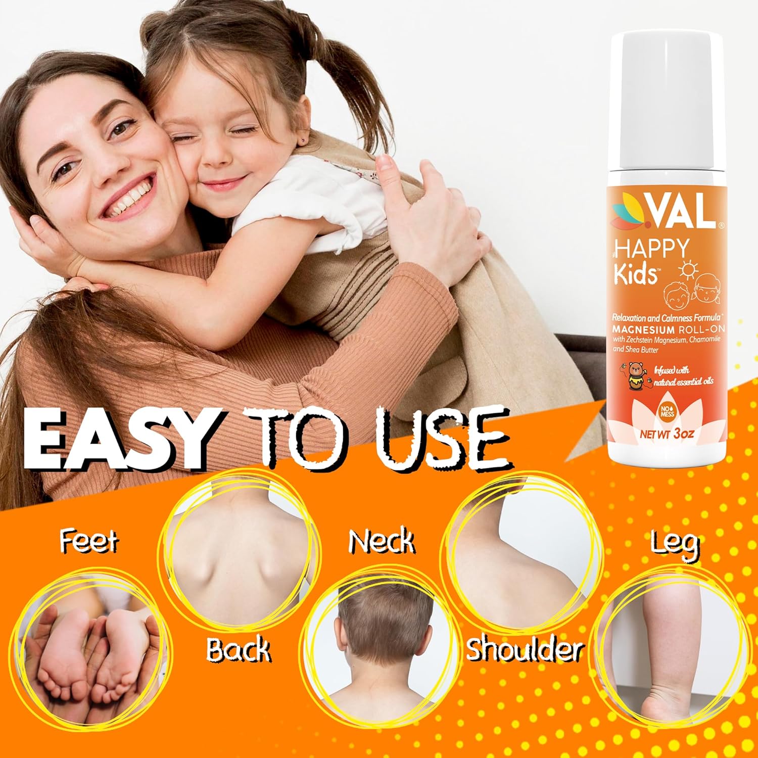 Gentle Zechstein Magnesium Roll-On for Kids with Chamomile & Essential Oils - USA Made - 3oz